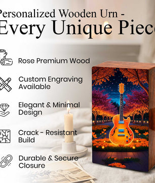 Guitar Wooden Urn for Ashes - Music Funeral Cremation Urn Box