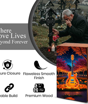 Guitar Wooden Urn for Ashes - Music Funeral Cremation Urn Box