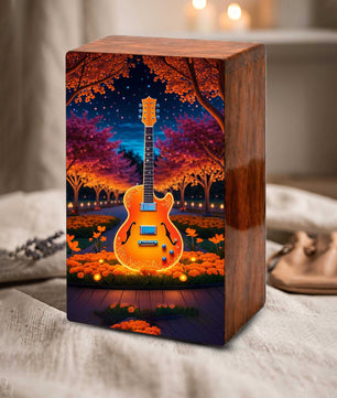 Guitar Wooden Urn for Ashes - Music Funeral Cremation Urn Box