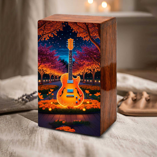 Guitar Wooden Urn for Ashes - Music Funeral Cremation Urn Box