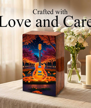 Guitar Wooden Urn for Ashes - Music Funeral Cremation Urn Box