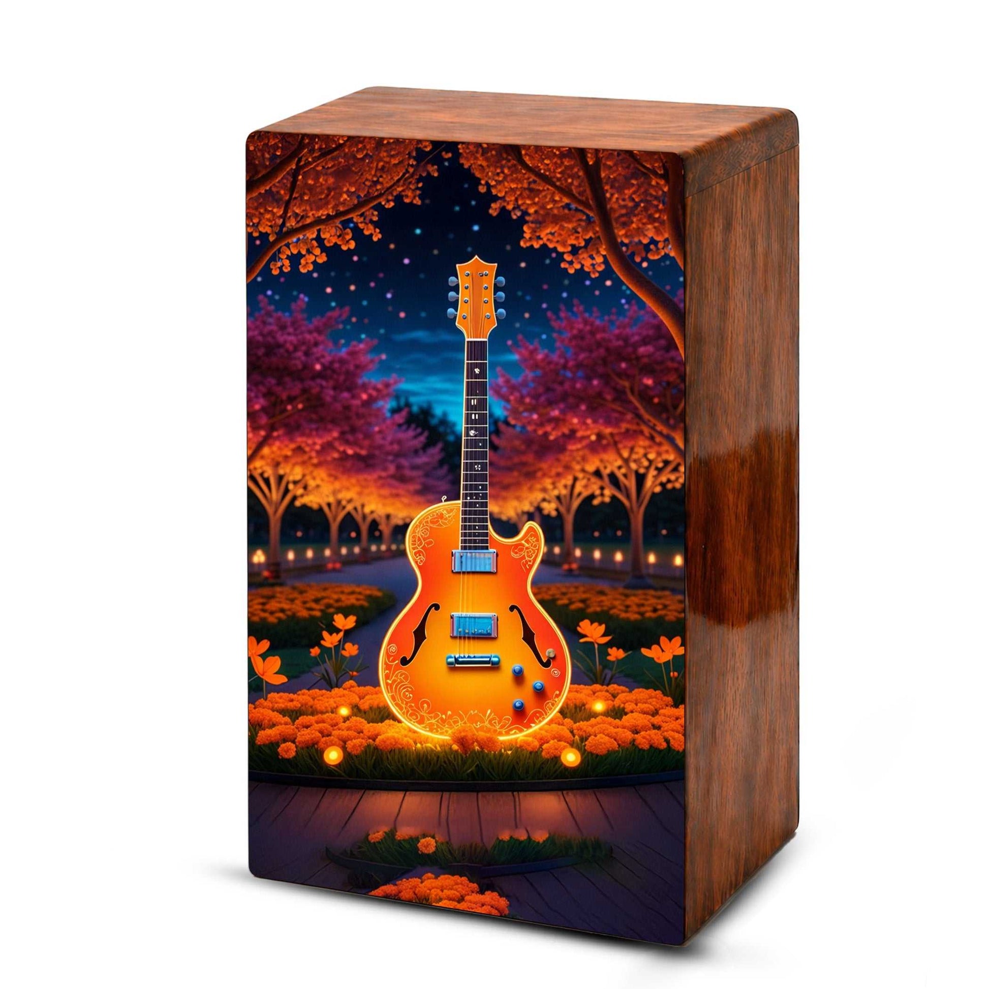 Guitar Wooden Urn for Ashes - Music Funeral Cremation Urn Box