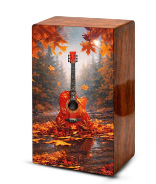 Fantasy Guitar Wooden Urn for Ashes - Music Memorial Cremation Urn Box
