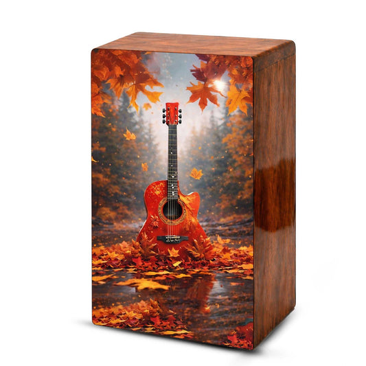 Fantasy Guitar Wooden Urn for Ashes - Music Memorial Cremation Urn Box