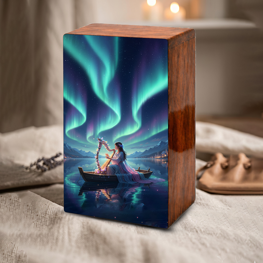 Northern Lights Urn For Women Ashes - Aurora Borealis Keepsake For Adult Female