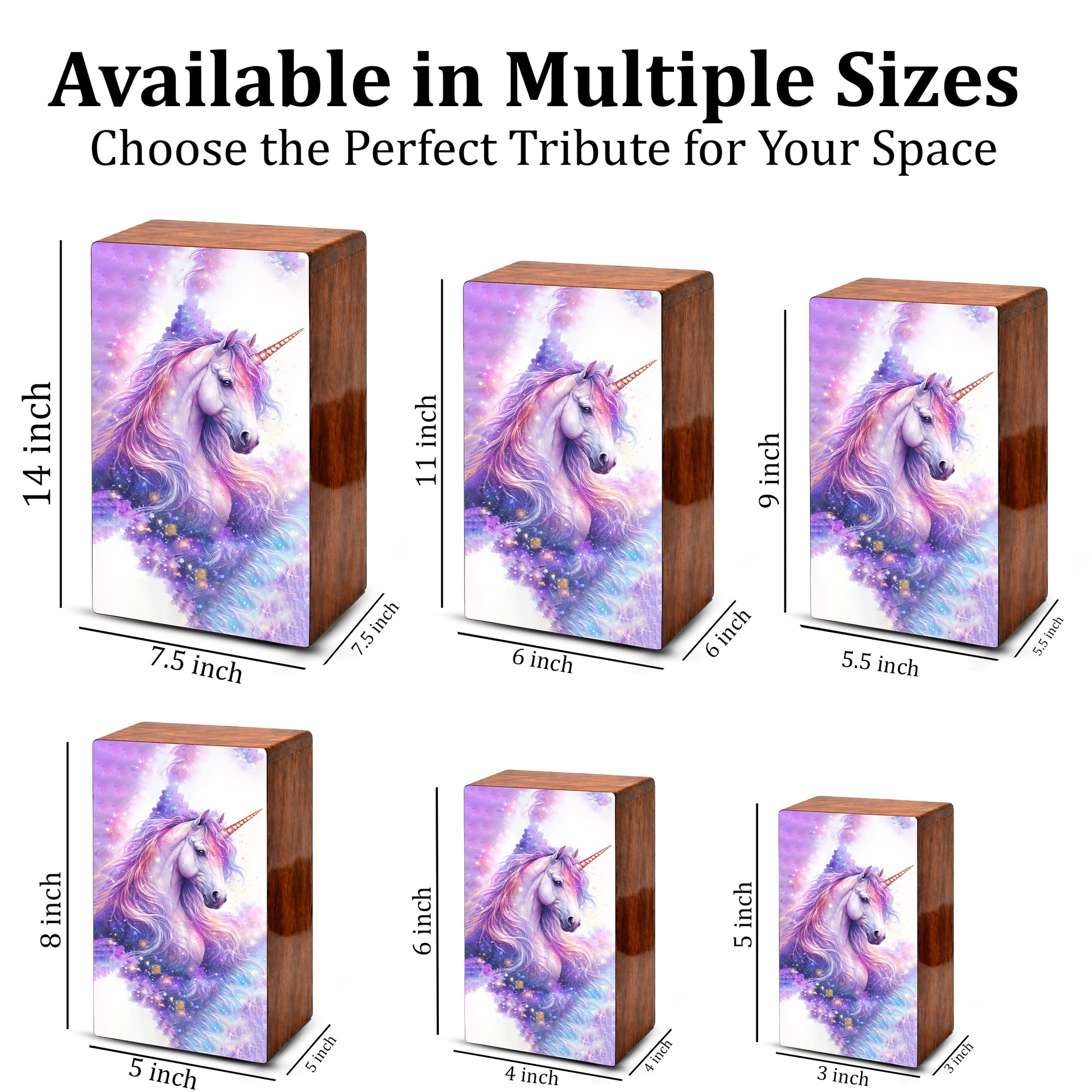 Purple Unicorn Urn for Ashes - Fairy Unicorn  Cremation Keepsake Urns Box