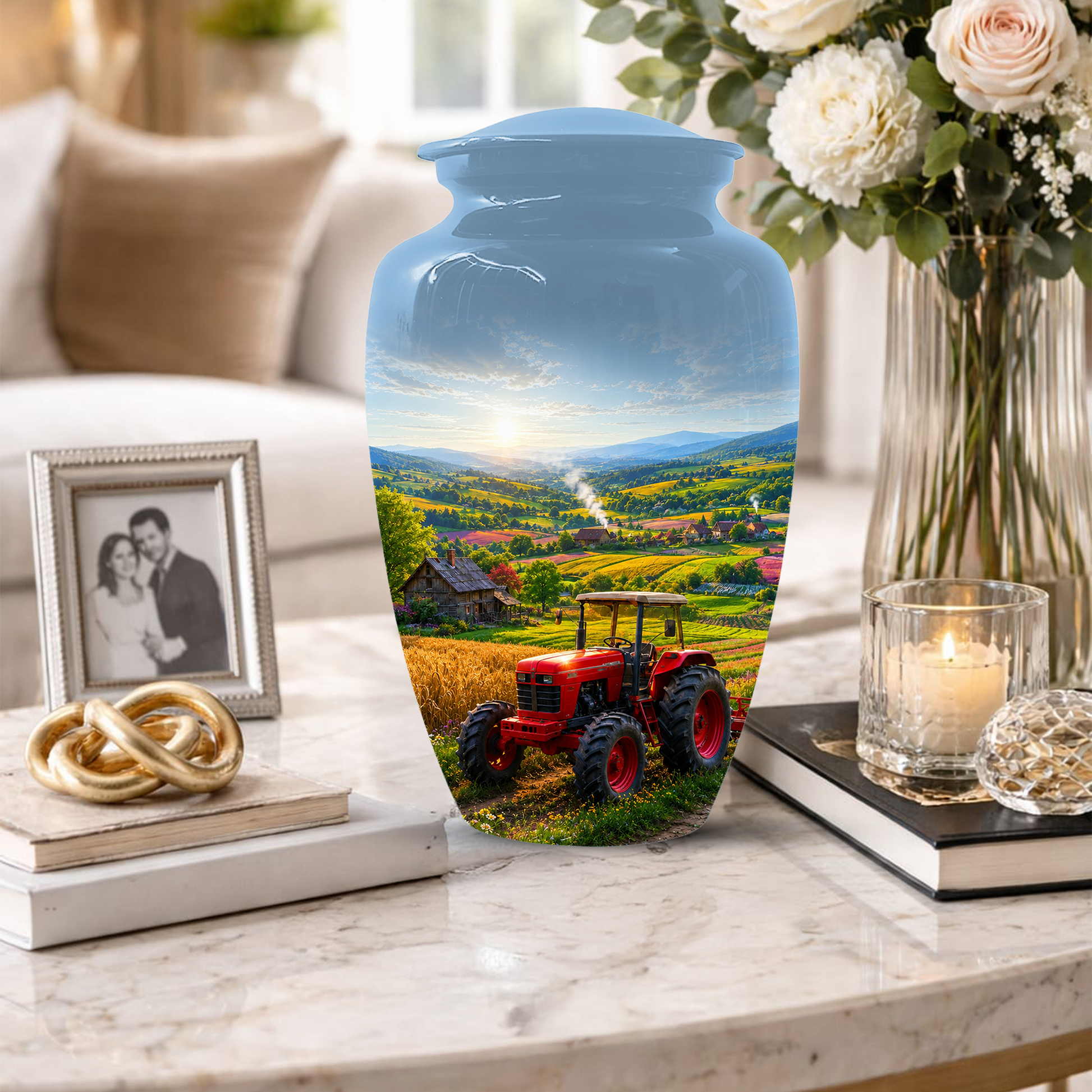 Farm Tractor Urn for Ashes- Personalized Country Memorial for Dad