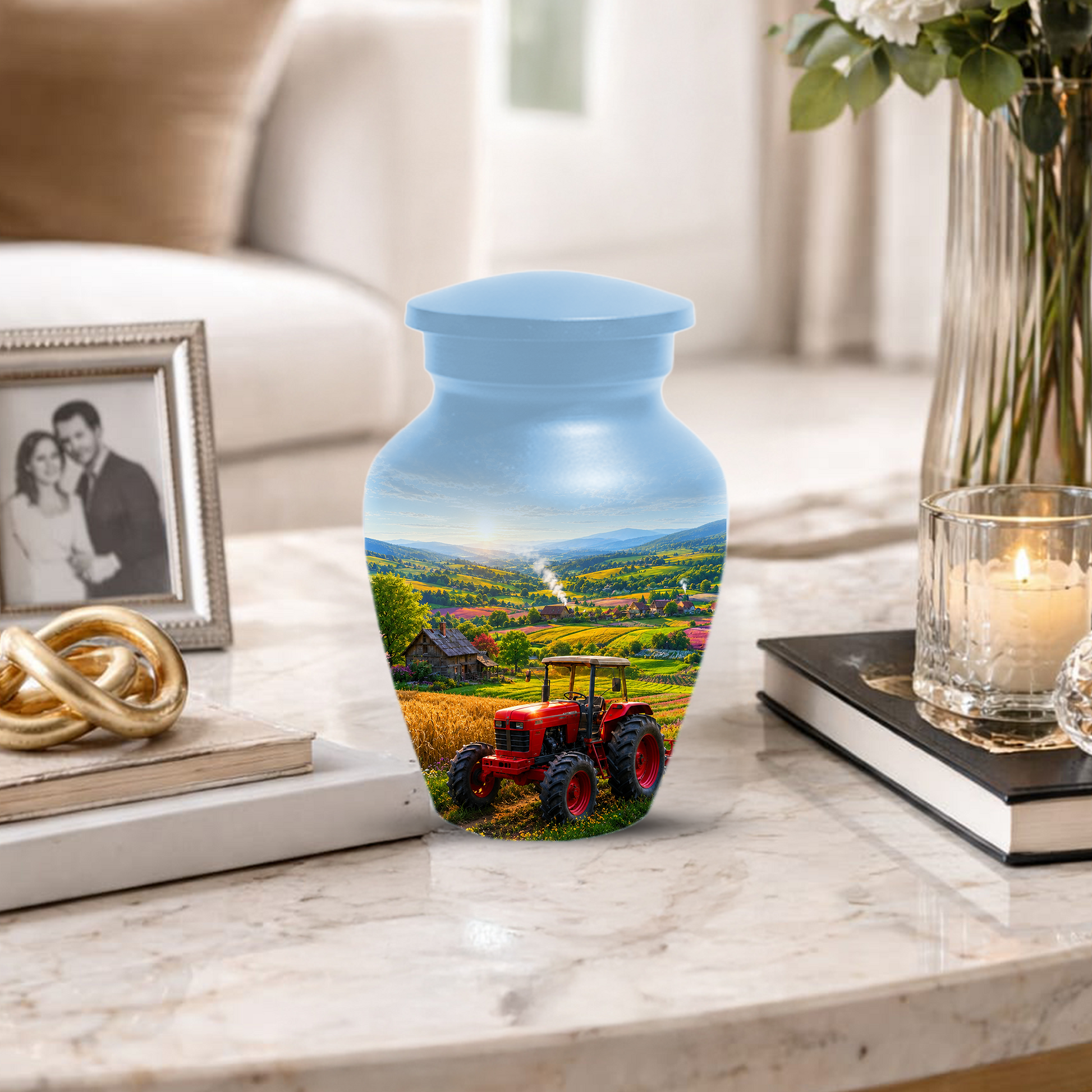 Farm Tractor Urn for Ashes- Personalized Country Memorial for Dad