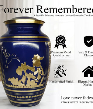 Brass Urns for Human Ashes Adult Male, (Multiple Themes, Brass Urn for Ashes, Variation 03)