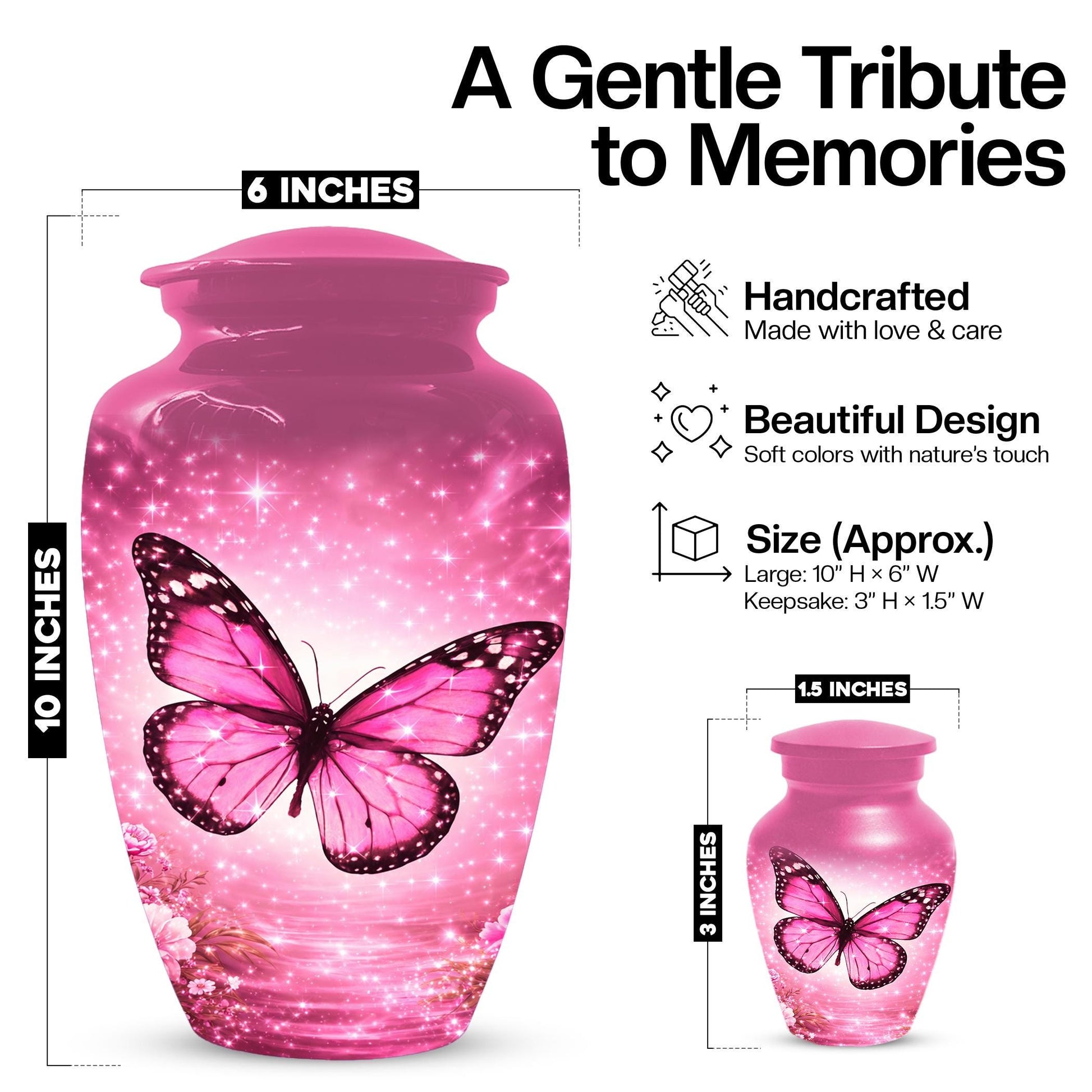 Butterfly Urn For Mom Ashes - Pink Cremation Urns For Adult Female