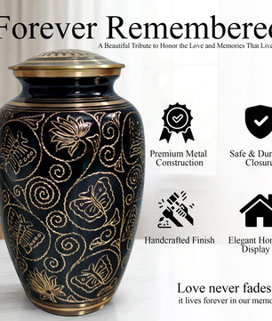 Brass Urns for Human Ashes Adult Male, (Multiple Themes, Brass Urn for Ashes, Variation 03)