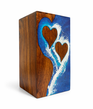 Ocean Wooden Urn For Human Ashes - Couple Urns Keepsake Box