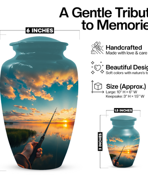 Fishing Urn for Human Ashes | Personalized Gone Fishing Memorial Urn