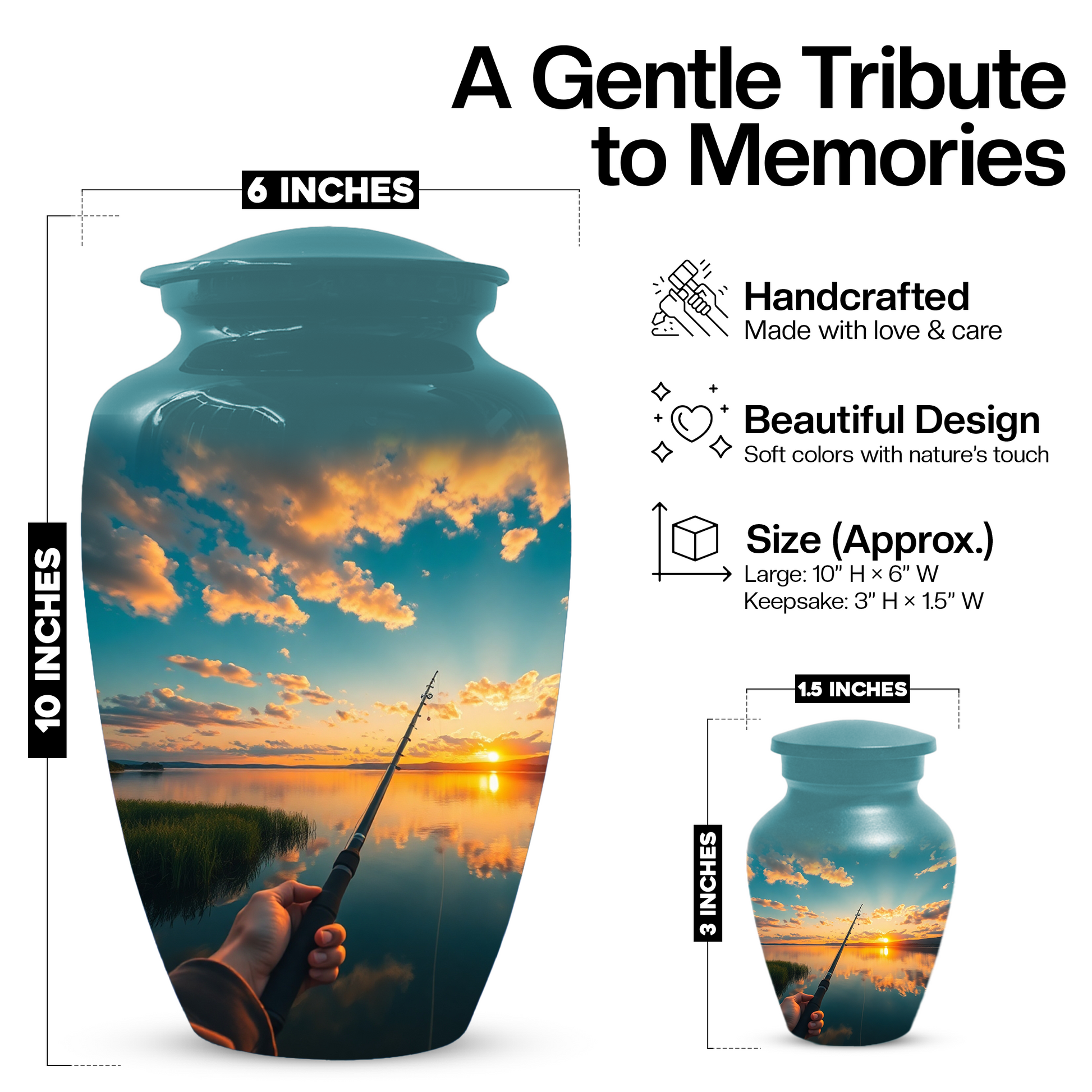 Fishing Urn for Human Ashes | Personalized Gone Fishing Memorial Urn