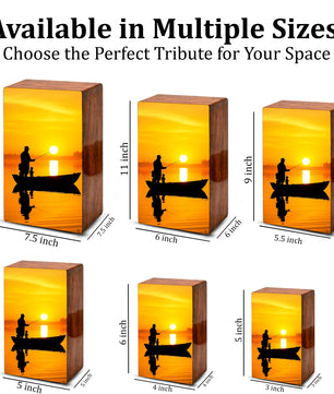 Sunset Fishing Urn for Ashes, Gone Fishing Memorial Keepsake Urns