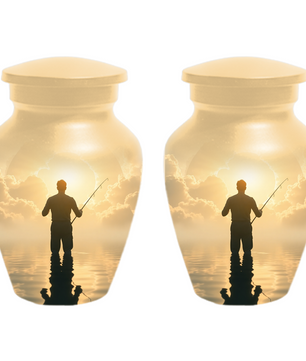Gone Fishing in Heaven Urn For Dad - Fisherman Cremation Urn For Male Ashes