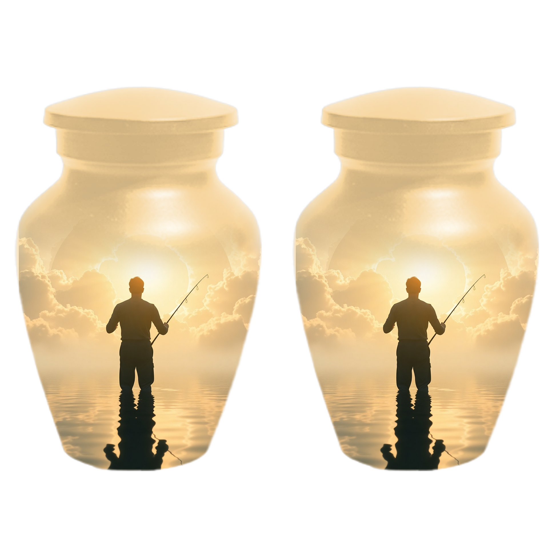 Gone Fishing in Heaven Urn For Dad - Fisherman Cremation Urn For Male Ashes