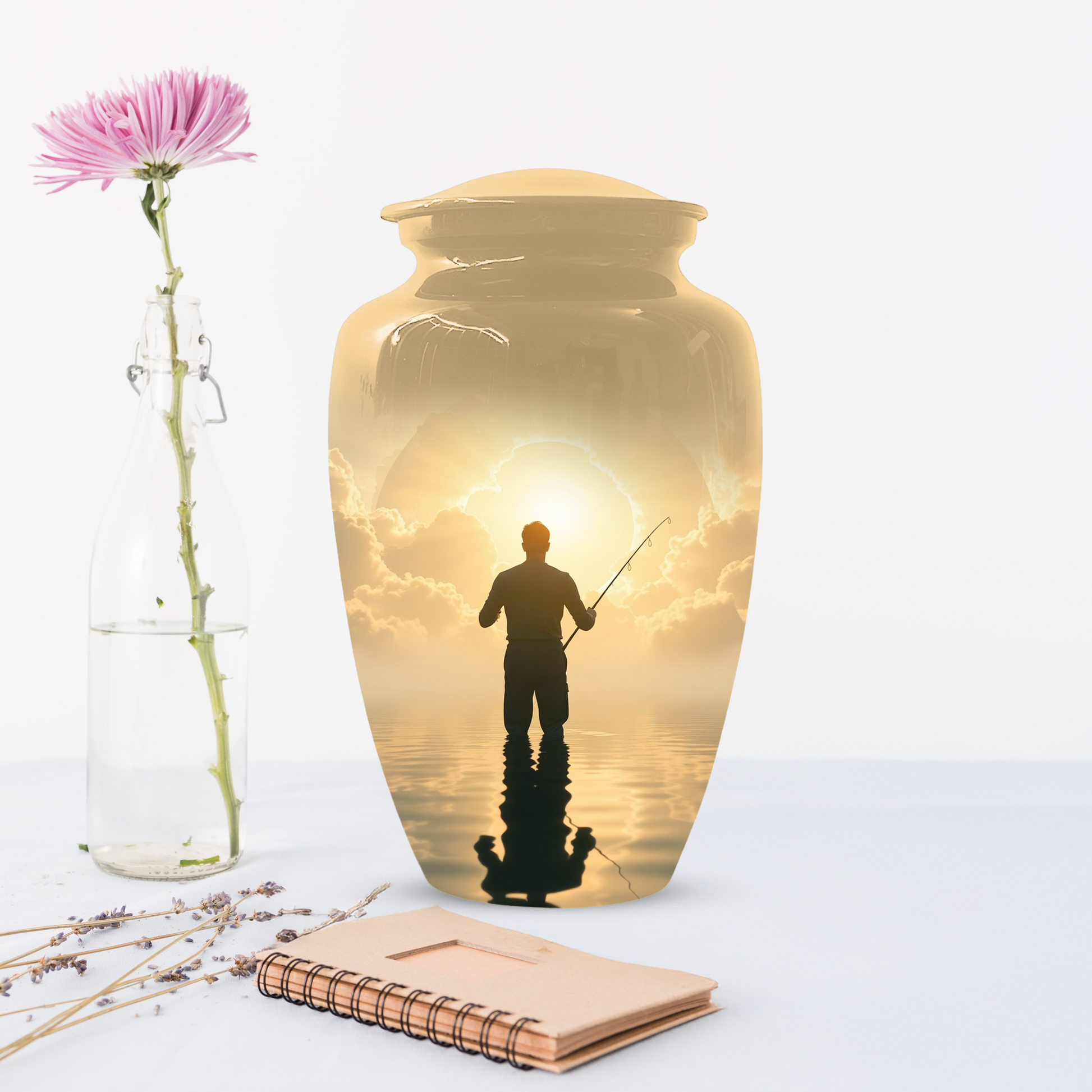 Gone Fishing in Heaven Urn For Dad - Fisherman Cremation Urn For Male Ashes