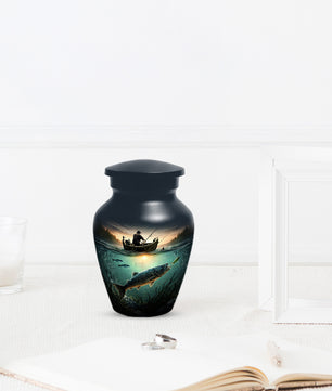 Fisherman Urn for Ashes -  Personalized Gone Fishing Memorial | Custom Cremation Urns for Dad