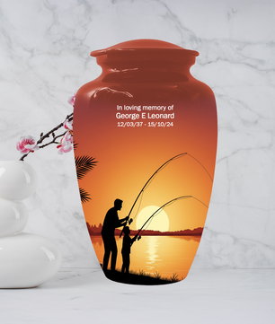 Fishing Urn for Dad, Gone Fishing Urn, Personalized Cremation Urn for Human Ashes