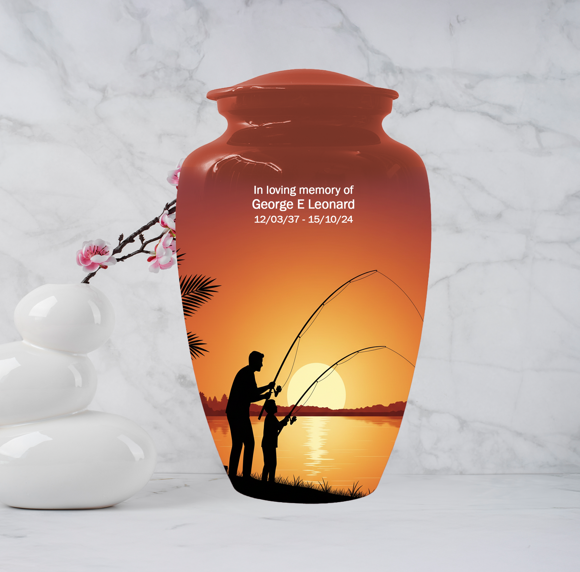 Fishing Urn for Dad, Gone Fishing Urn, Personalized Cremation Urn for Human Ashes