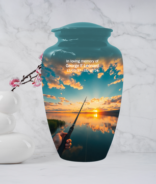 Fishing Urn for Human Ashes | Personalized Gone Fishing Memorial Urn