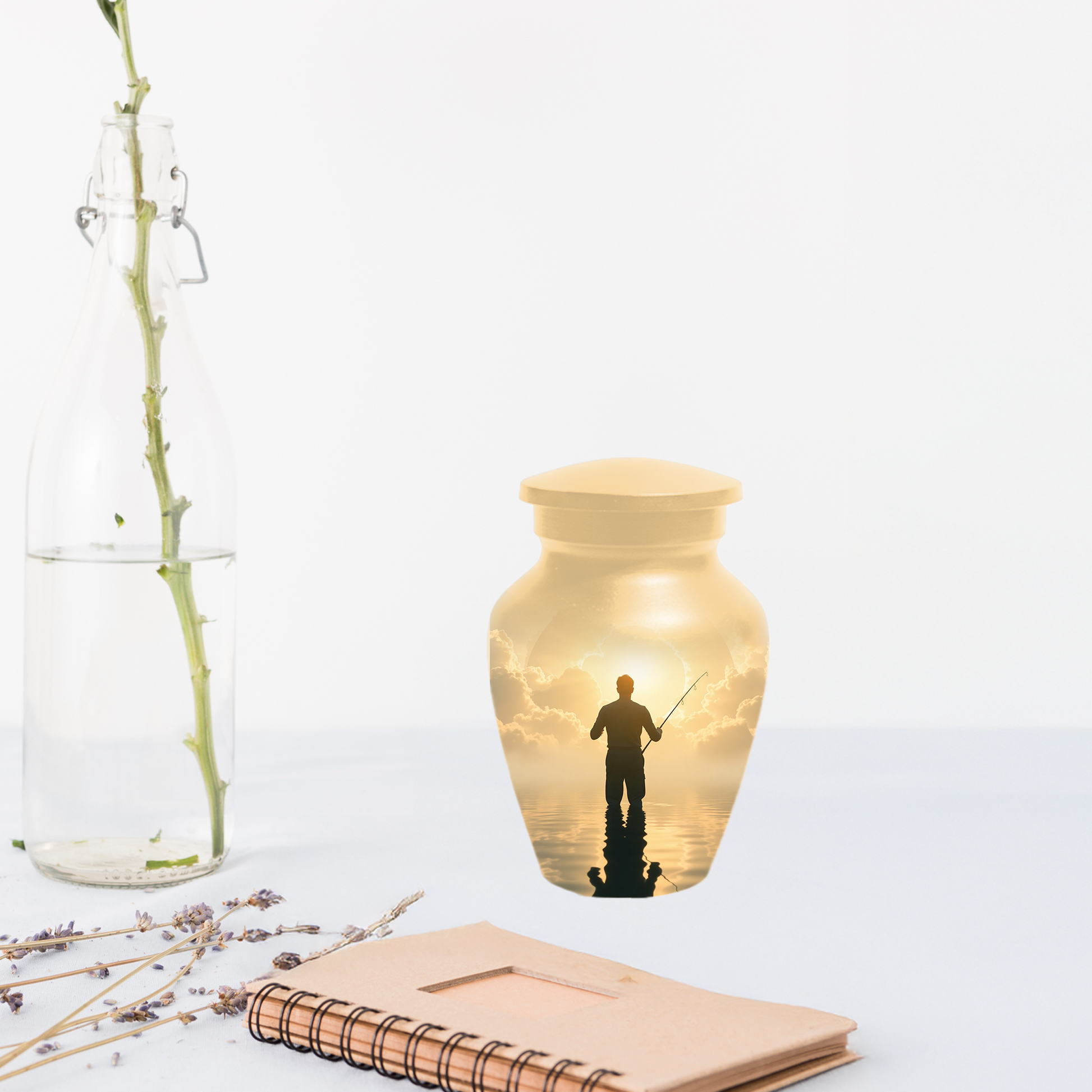 Gone Fishing in Heaven Urn For Dad - Fisherman Cremation Urn For Male Ashes