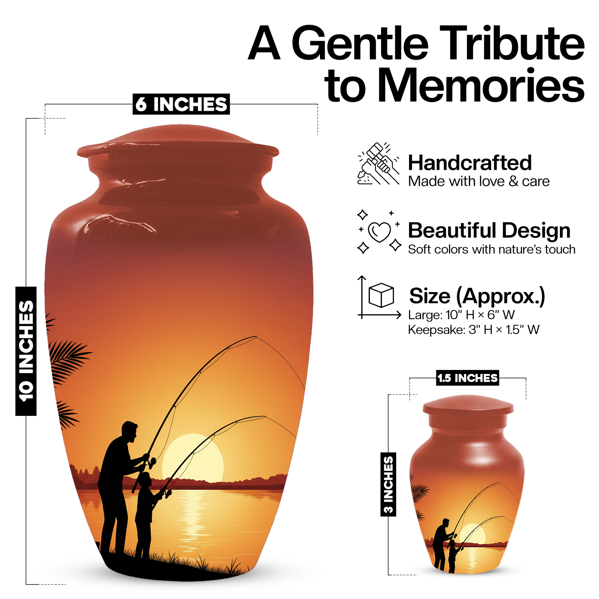 Fishing Urn for Dad, Gone Fishing Urn, Personalized Cremation Urn for Human Ashes