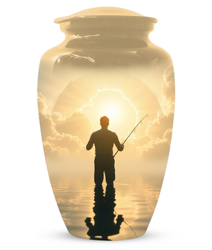 Gone Fishing in Heaven Urn For Dad - Fisherman Cremation Urn For Male Ashes