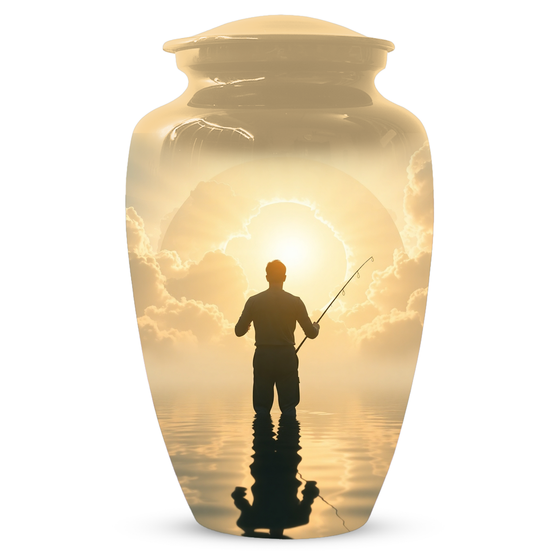 Gone Fishing in Heaven Urn For Dad - Fisherman Cremation Urn For Male Ashes