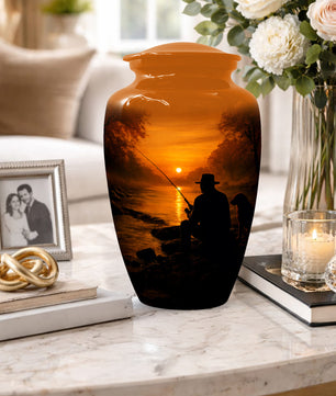 Personalized Fishing Urn for Dad – Gone Fishing Cremation Urns for Ashes | Fishing Memorial Keepsake  for Father