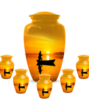 Fishing Urn for Dad, Gone Fishing Urn, Fishing Cremation Urn for Human Ashes