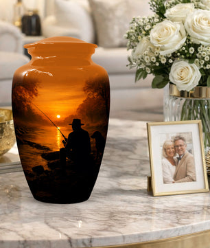 Personalized Fishing Urn for Dad – Gone Fishing Cremation Urns for Ashes | Fishing Memorial Keepsake  for Father