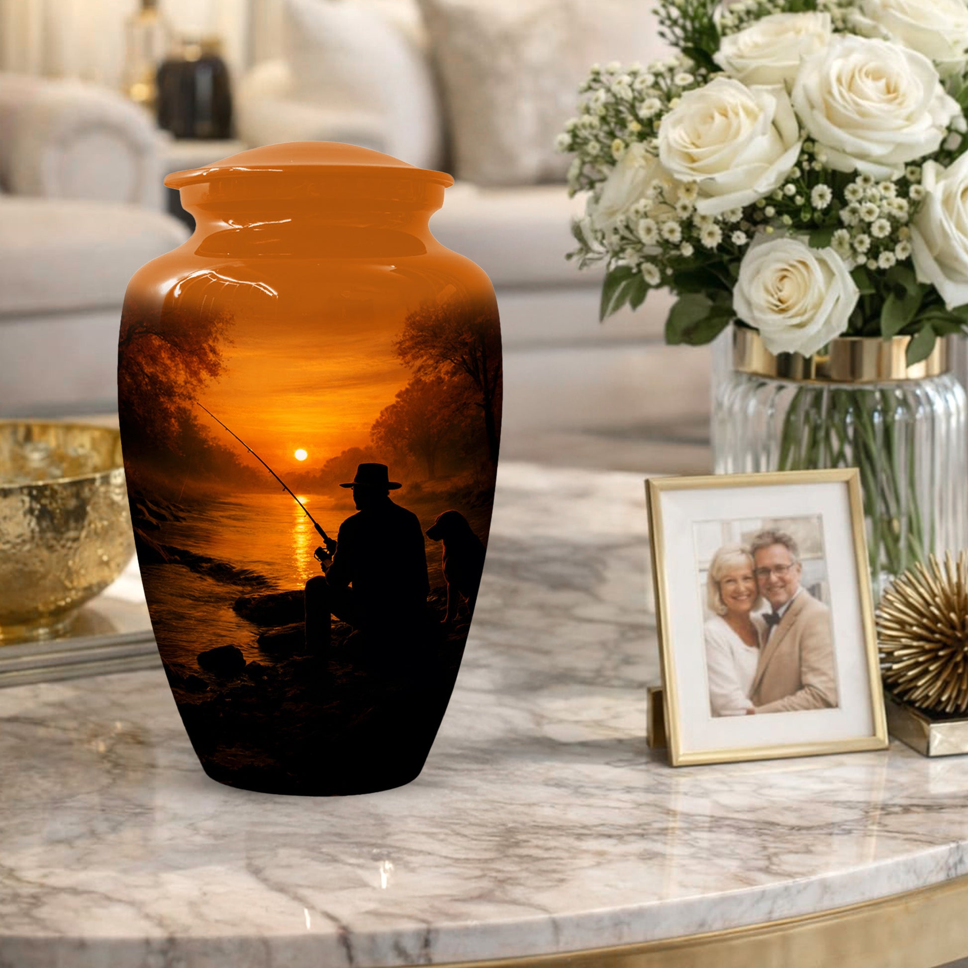 Personalized Fishing Urn for Dad – Gone Fishing Cremation Urns for Ashes | Fishing Memorial Keepsake  for Father
