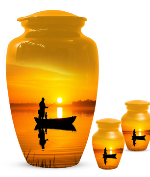 Fishing Urn for Dad, Gone Fishing Urn, Fishing Cremation Urn for Human Ashes