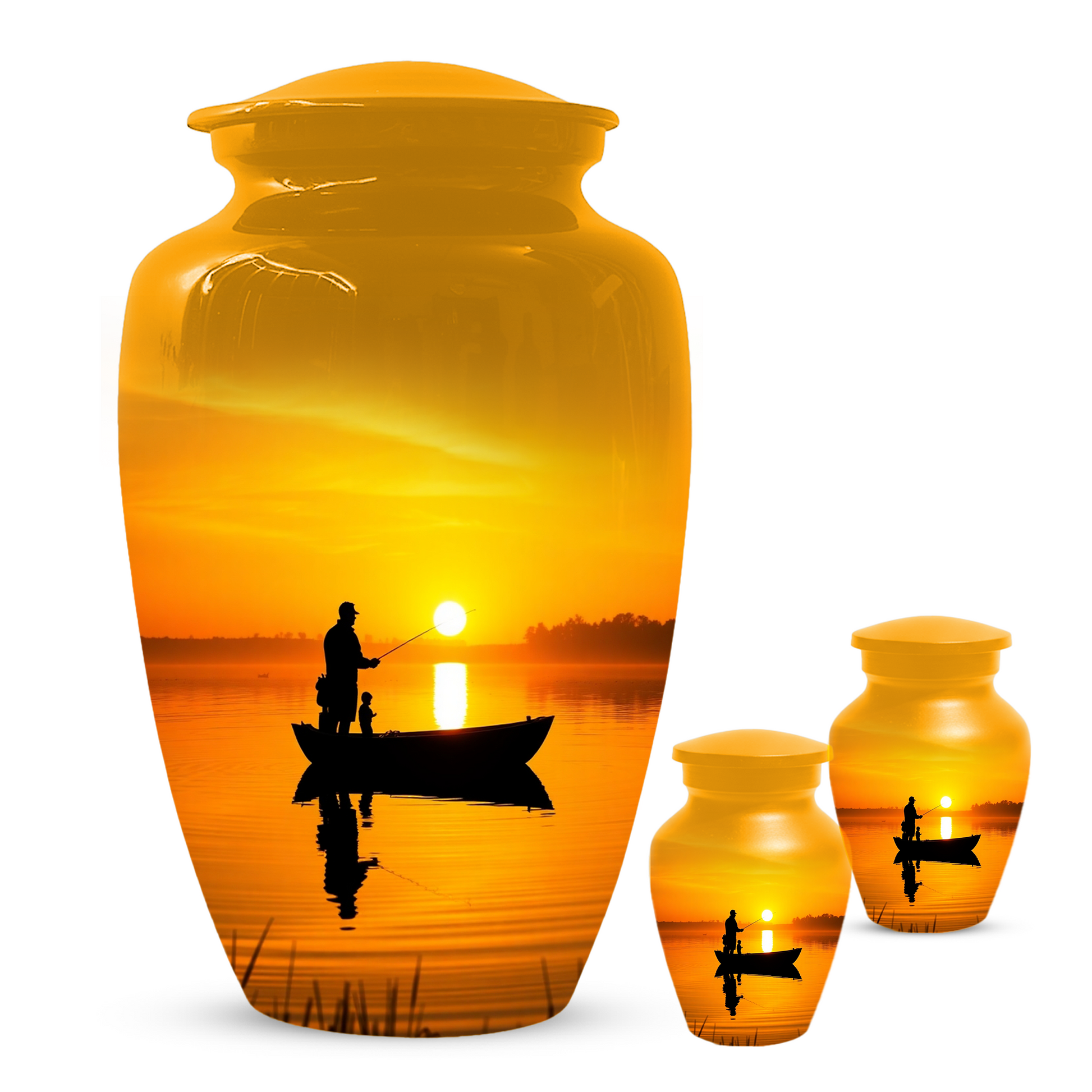 Fishing Urn for Dad, Gone Fishing Urn, Fishing Cremation Urn for Human Ashes
