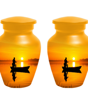 Fishing Urn for Dad, Gone Fishing Urn, Fishing Cremation Urn for Human Ashes