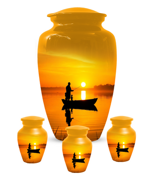 Fishing Urn for Dad, Gone Fishing Urn, Fishing Cremation Urn for Human Ashes