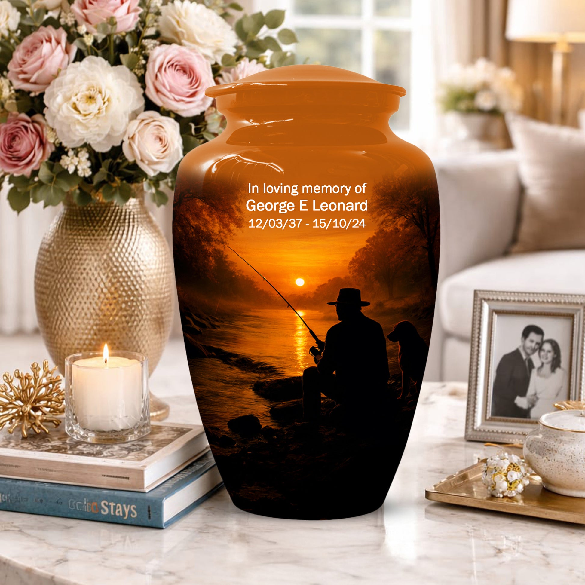 Personalized Fishing Urn for Dad – Gone Fishing Cremation Urns for Ashes | Fishing Memorial Keepsake  for Father