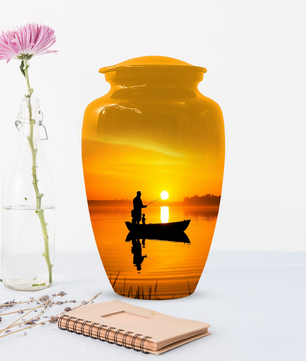 Fishing Urn for Dad, Gone Fishing Urn, Fishing Cremation Urn for Human Ashes
