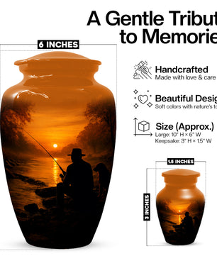 Personalized Fishing Urn for Dad – Gone Fishing Cremation Urns for Ashes | Fishing Memorial Keepsake  for Father