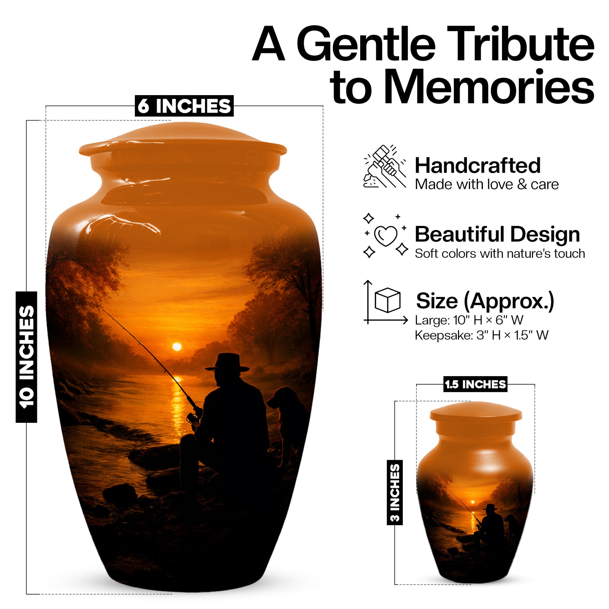 Personalized Fishing Urn for Dad – Gone Fishing Cremation Urns for Ashes | Fishing Memorial Keepsake  for Father