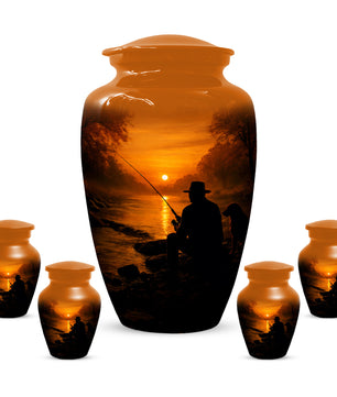 Personalized Fishing Urn for Dad – Gone Fishing Cremation Urns for Ashes | Fishing Memorial Keepsake  for Father