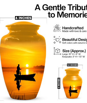 Fishing Urn for Dad, Gone Fishing Urn, Fishing Cremation Urn for Human Ashes