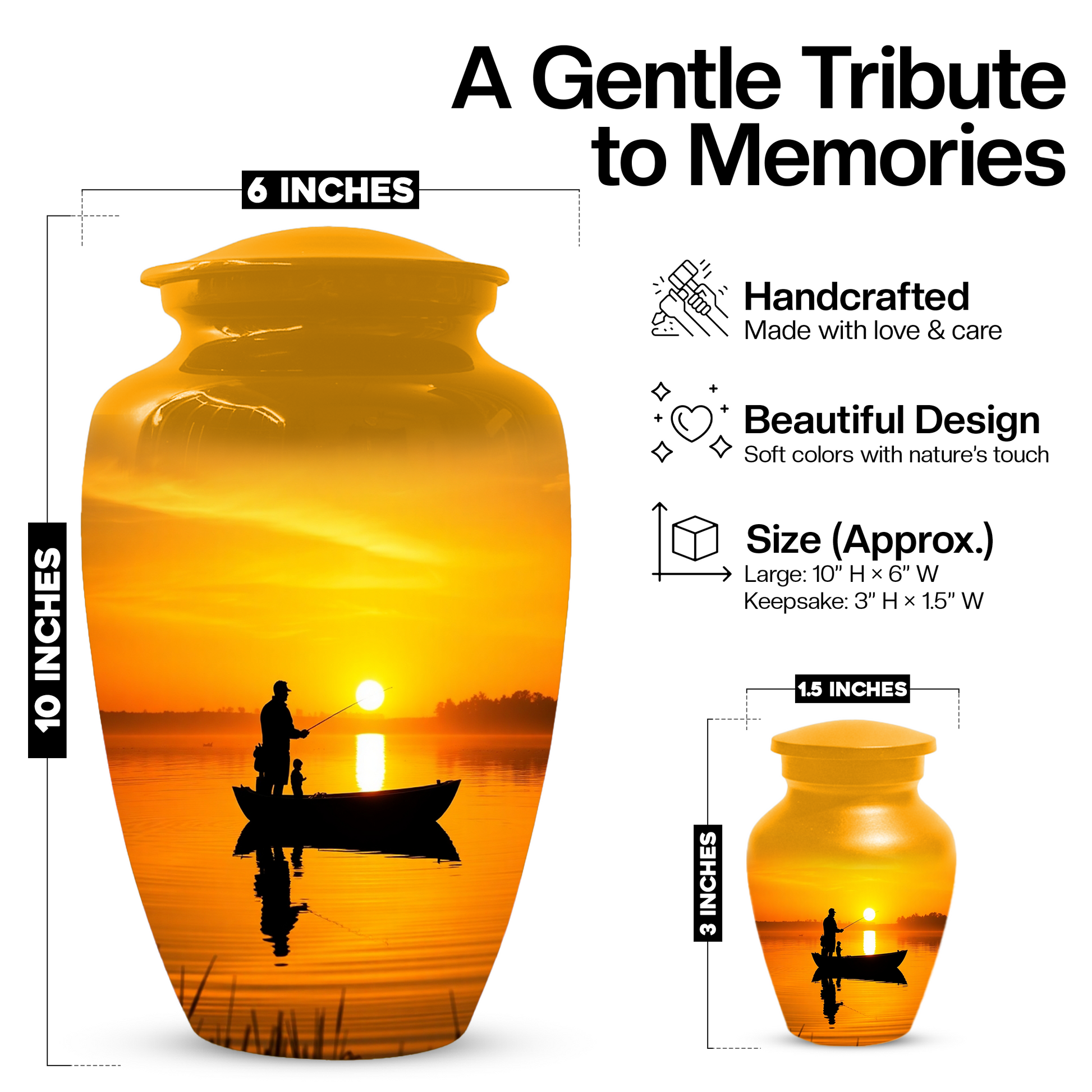 Fishing Urn for Dad, Gone Fishing Urn, Fishing Cremation Urn for Human Ashes