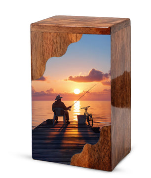 Fishing Personalized Wooden Cremation Urn for Dad