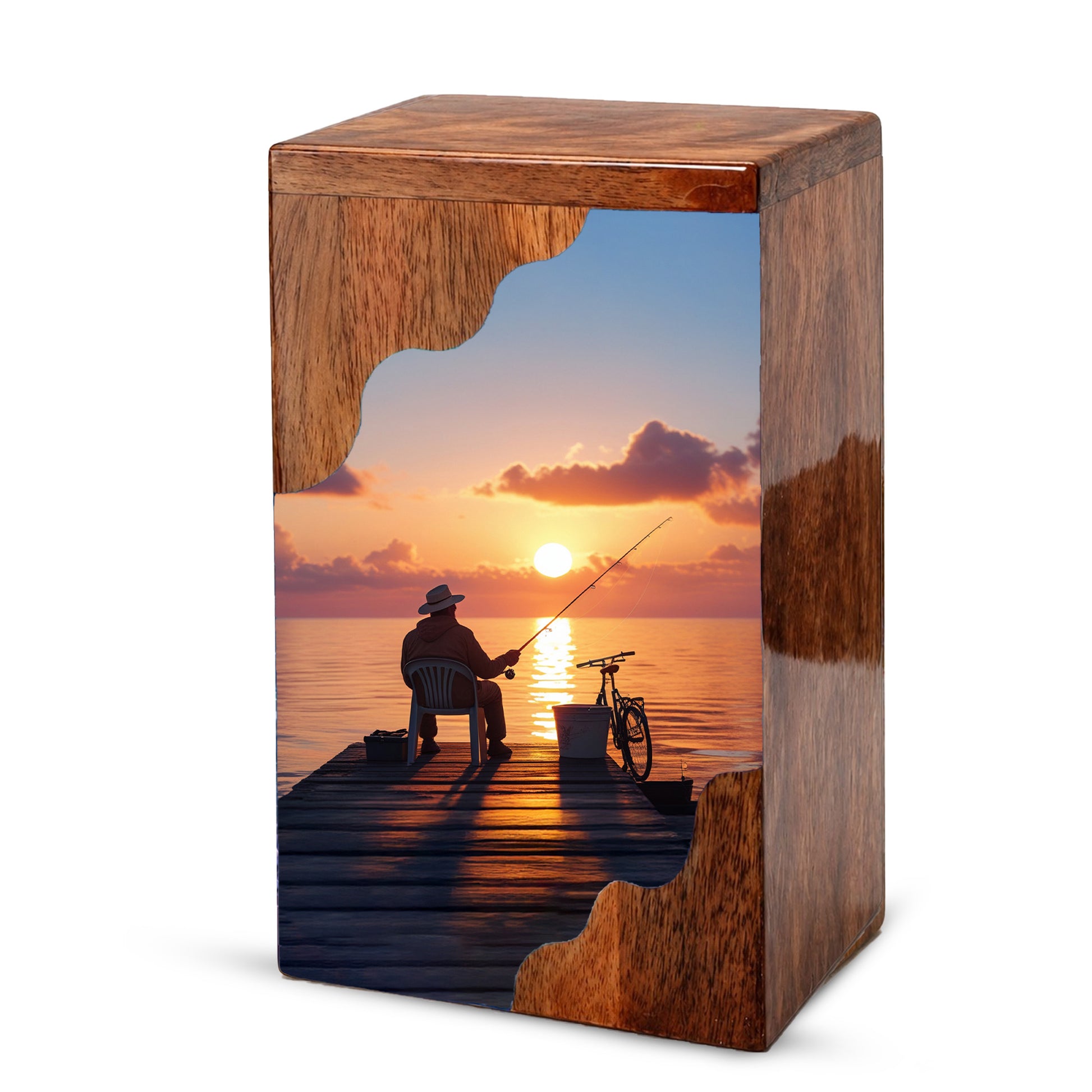 Fishing Personalized Wooden Cremation Urn for Dad