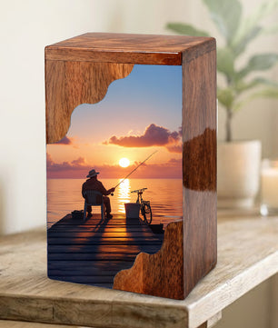 Fishing Personalized Wooden Cremation Urn for Dad