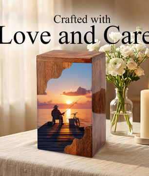 Fishing Personalized Wooden Cremation Urn for Dad