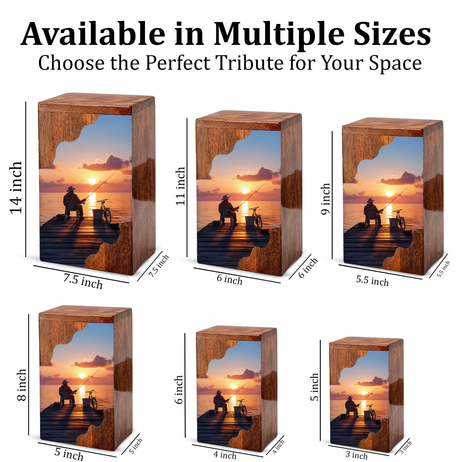Fishing Personalized Wooden Cremation Urn for Dad